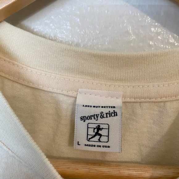 Sporty & Rich Athletic Club Tee Shirt Cream Size S - Picture 4 of 8